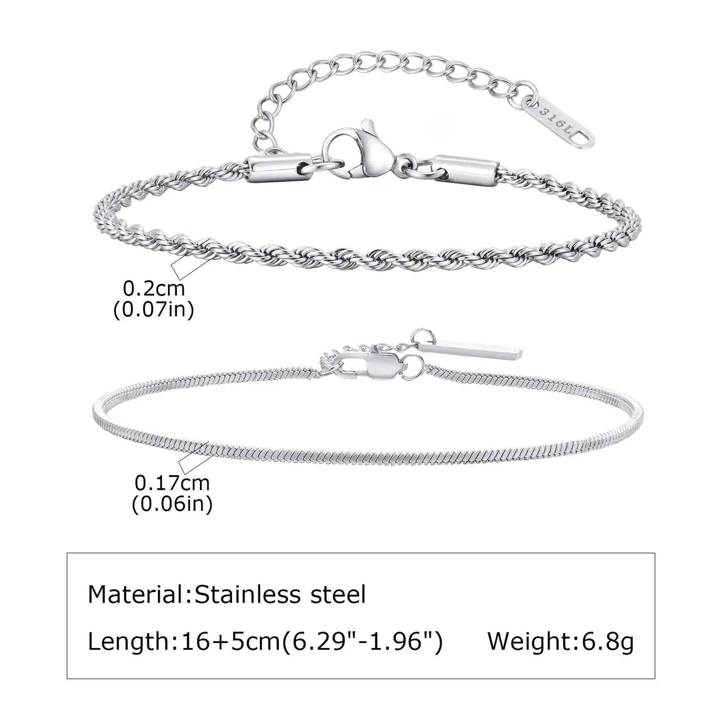 1/2/3pcs Chain Bracelet for Men Women,Stainless Steel Twisted Rope Cuban Chain Wristband,Hip Hop Minimalist Jewelry Gift