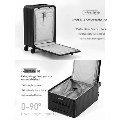 Full Aluminum‑Magnesium Alloy Front Side Opening 10‑90 Split Deep Storage Trolley Luggage Travel Suitcase 20 Inch Carry‑on 24 In