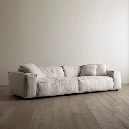 Linen fabric sofa small living room tofu block three-seater inline retro sofa