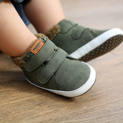 Baby Unisex Warm Snow Boots Newborn Leather Fur Sole Toddler Prewalker Winter Crib Shoes