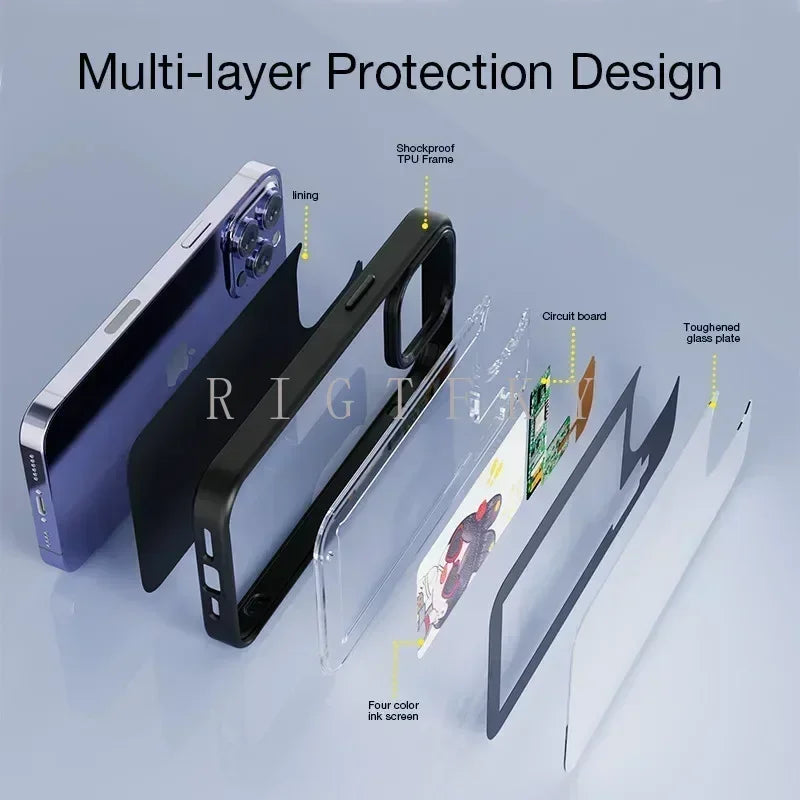 NFC Smart Screen Projection E Ink Painting Picture Phone Case For iPhone 17Pro Max 16 15 14 13 12Pro Cartoon Cover Battery Free