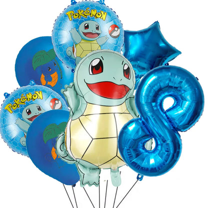 7Pcs/Set Pokemon Balloon Set Pikachu Charmander Cartoon Aluminum Foil Balloons Party Decoration Props Toy Anime Birthday Party
