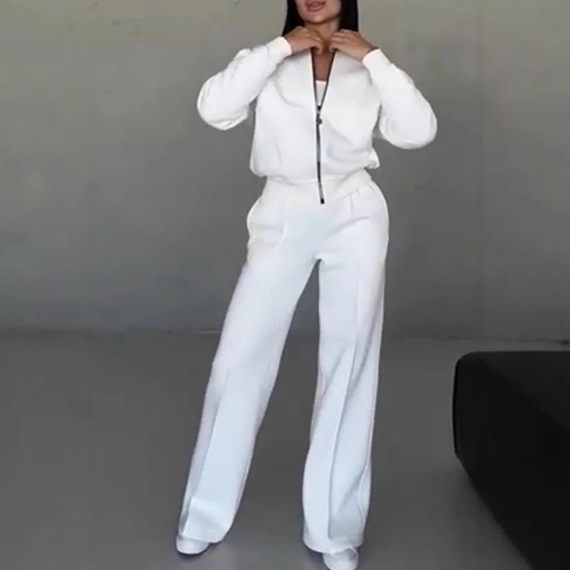 Fashion Two-piece Women's White Sports Suit Loose Sports Shirt+casual Pants Sets Sportswear Women Clothes Tracksuit Women Outfit