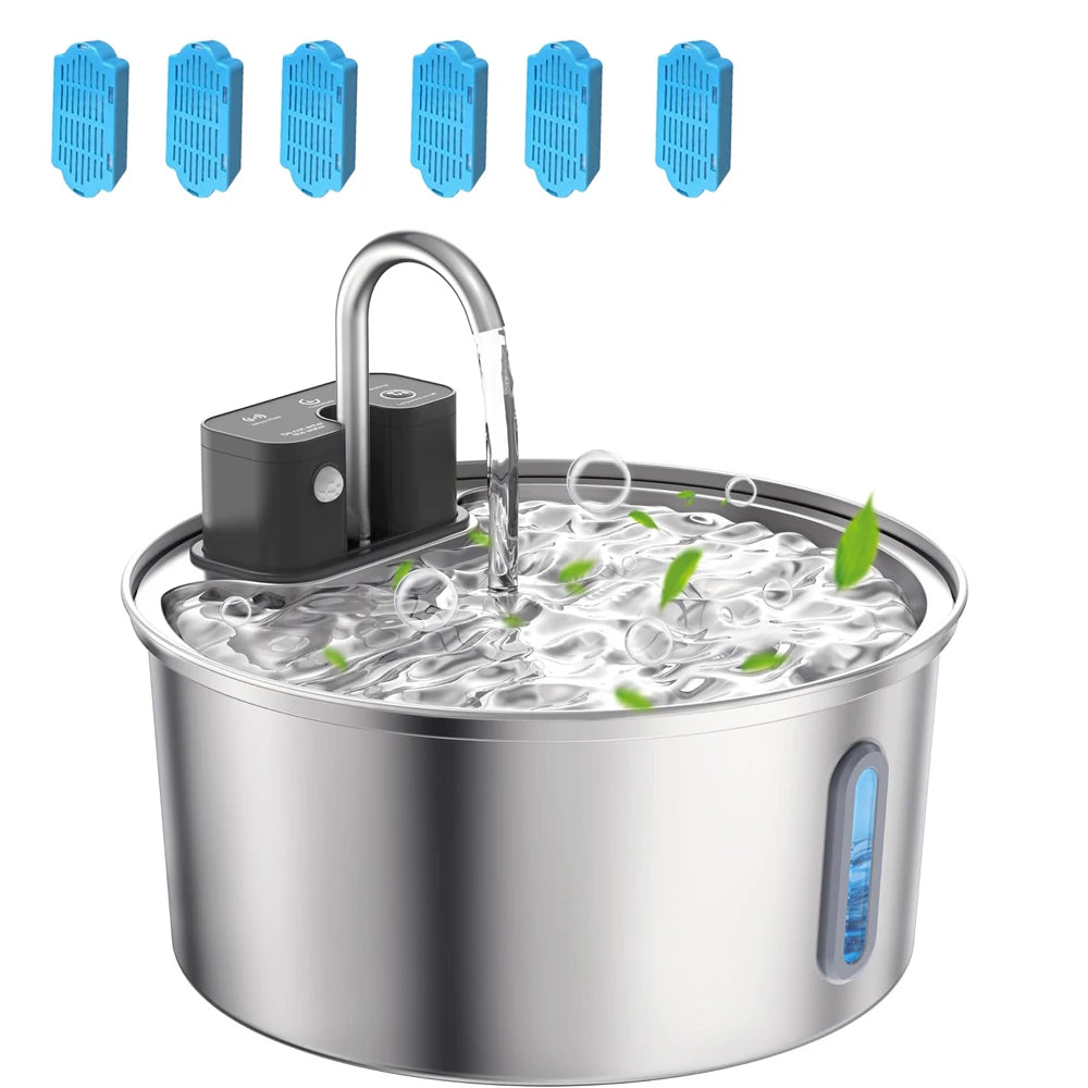3L Stainless Steel Wireless Recharging Sensor Pet Cat Water Fountain Auto Drinking Fountain For Cats Dog Drinker Dispenser Bowl