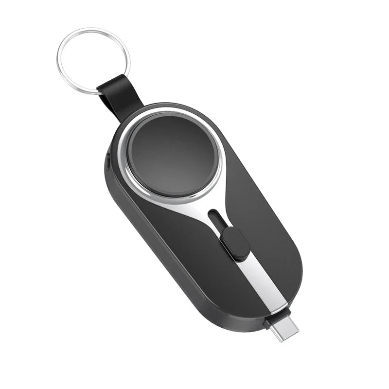 Mini Emergency Keychain Power Bank 2-in-1 Wireless Charging Watch Mobile Power Supply for Apple Watch and iPhone Xiaomi Samsung