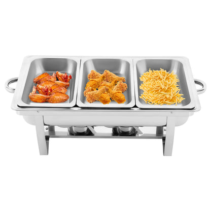 Chafing Dish Buffet Set,Gatherings Self-service Stove Food Plates,410 Stainless Steel Buffet Dishes Set,with 3 Food Compartments