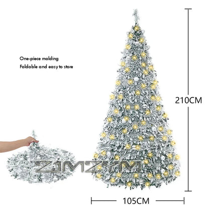 150CM Foldable Christmas Tree with Decorative Lights EU UK US Plug PVC Material for Dining Rooms Christmas Gifts