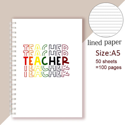 A5 Spiral Notebook - Teach Love Inspire - Rainbow Note Book Writing Pad Journal Teacher Life Day Gift Appreciation Floral Design