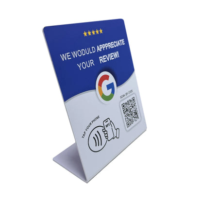 Programmable NFC215 Google Review Card NFC Station Table 13.56Mhz QR code can be independently set to link Standing Card