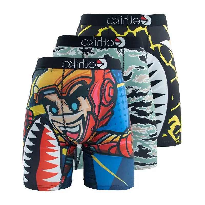 3Pcs Sexy Men Underwear Boxer Shorts Cueca Male Printed Panties Lingerie Men Underpants Boxershorts Plus Size Boxer Briefs XXXL