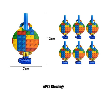 6PCS Building Block Party Blower Noisemaker Birthday Blow Horn Whistles Blowouts Noise Makers Wedding Birthday Party Favors Gift