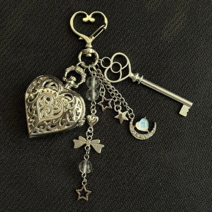 Original Hollow Heart Pocket Watch Chain Keychain Design Steampunk Clock Vintage Necklace Pendant Jewelry Watch Men Women Gift