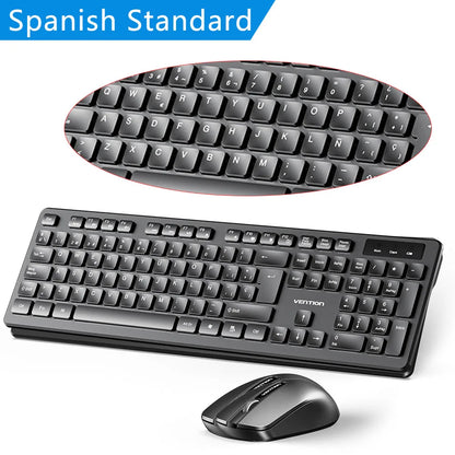 Vention Office Home Wireless Keyboard And Mouse Set Support English Spanish Computer Business Office Gaming Key Mouse Cover Kit