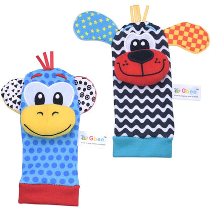 Baby Wrist Rattles Socks Newborn Animal Socks Infants Foot Finder Wrist Strap Baby Socks Sensory Toys Baby Toys 0-12 Months Gift