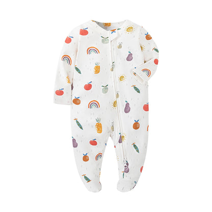 Unisex Newborn Baby Footed Pajamas Long Sleeve Zipper Romper Cotton Jumpsuit Solid White 0-12 Months Fashion Baby Clothes
