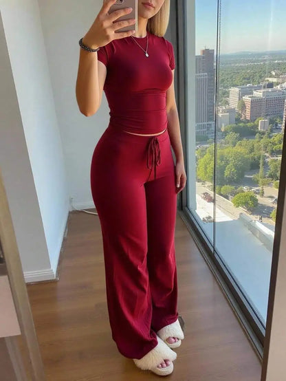 Casual Women's Matching Sets Vestido Deportivo Fitness Two Piece Outfits 2 Pieces Set For Woman Simple Style Sports Solid Color