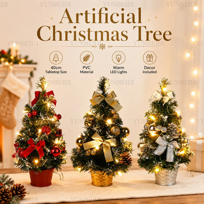Mini Artificial Christmas 40CM Christmas Tree with LED Lights Tree Home Desktop Decoration Christmas Decoration New Year Gift