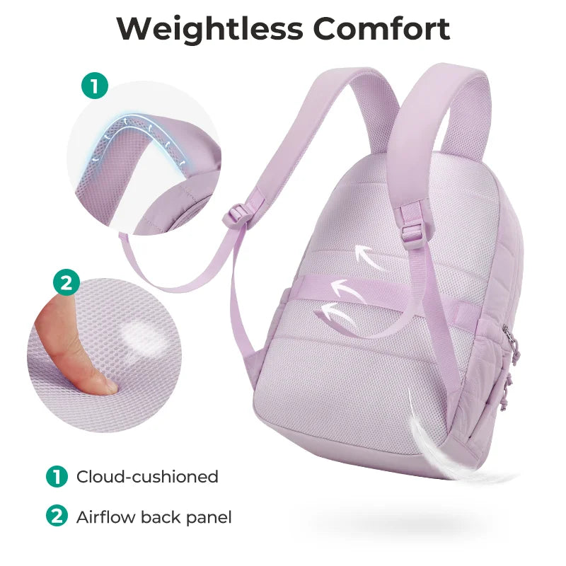 BAGSMART School Backpacks for Girl Quilted Casual Daypack Water-Resistant Bookbag for 15.6 Inch Laptop Fashion College Backpack