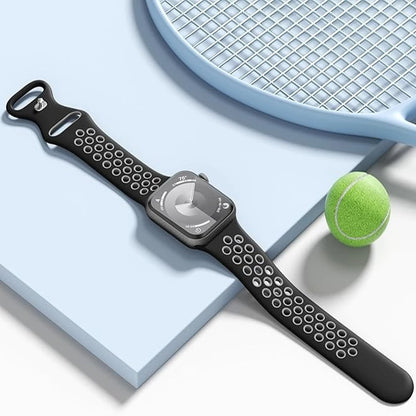 Silicone Strap For Apple Watch 11 10 9 8 7 46mm 45mm 42mm 41mm Ultra 3/2 49mm Breathable Bracelet Wristband iWatch 6 5 4 SE 44mm