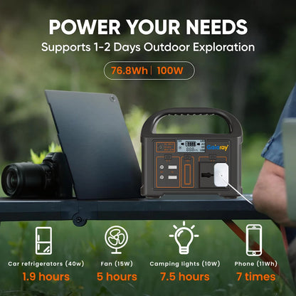 100W Portable Power Station 24000mAh LiFePO4 Charging Station Solar Generator 220V/110V Energy Storage Power Supply for Camping