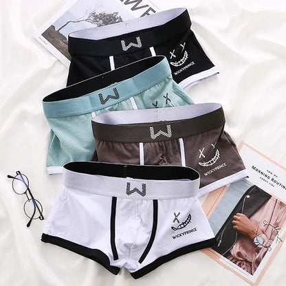 1/3/4 Pcs Mens Underwear Cotton Men Boxer Panties U-convex Man Breathable Underpants Sexy Comfort Male Boy Smiling Face Boxers