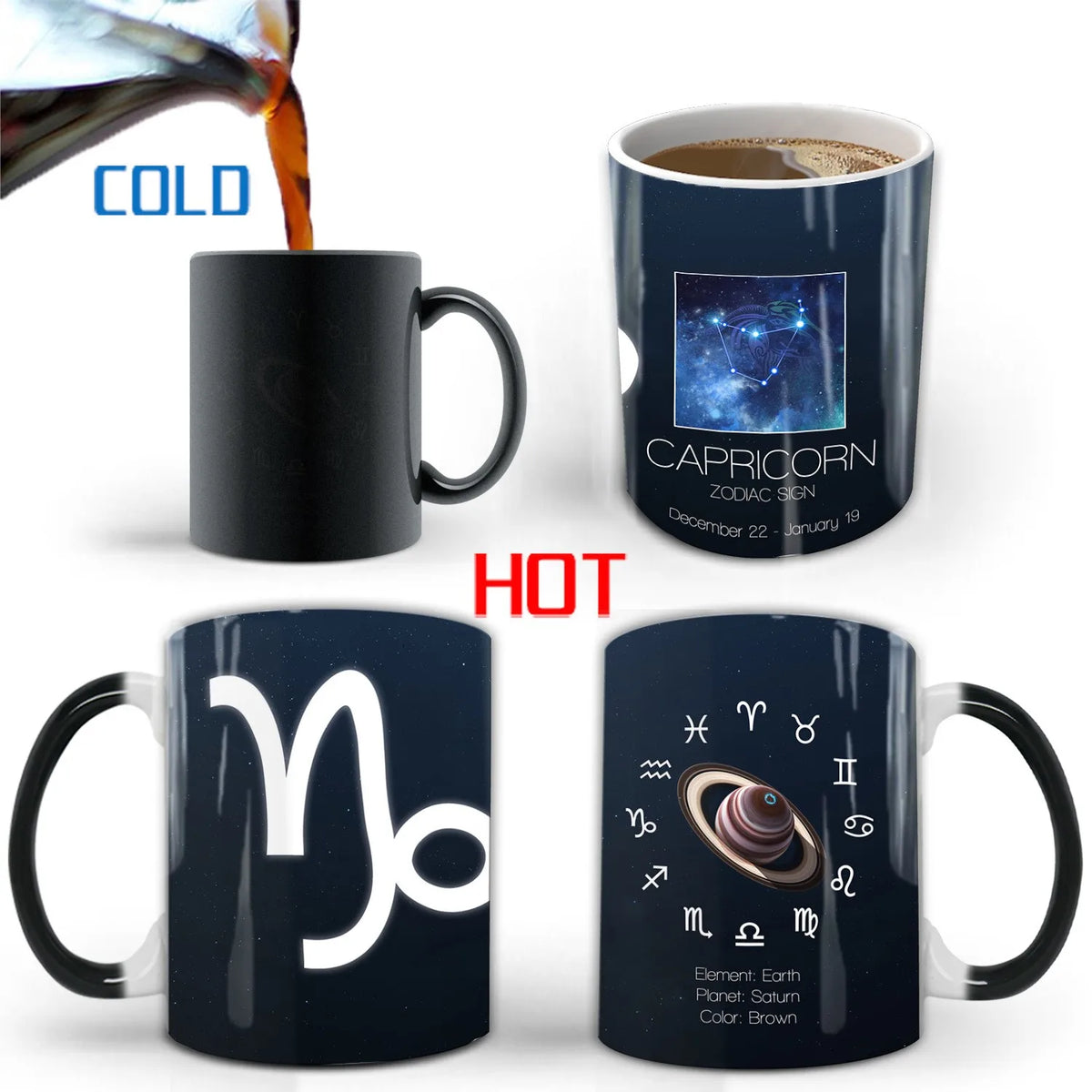 Creative Constellation Changing Color Cup Water Transfer magic Coffee Mug  friends birthday gift cup