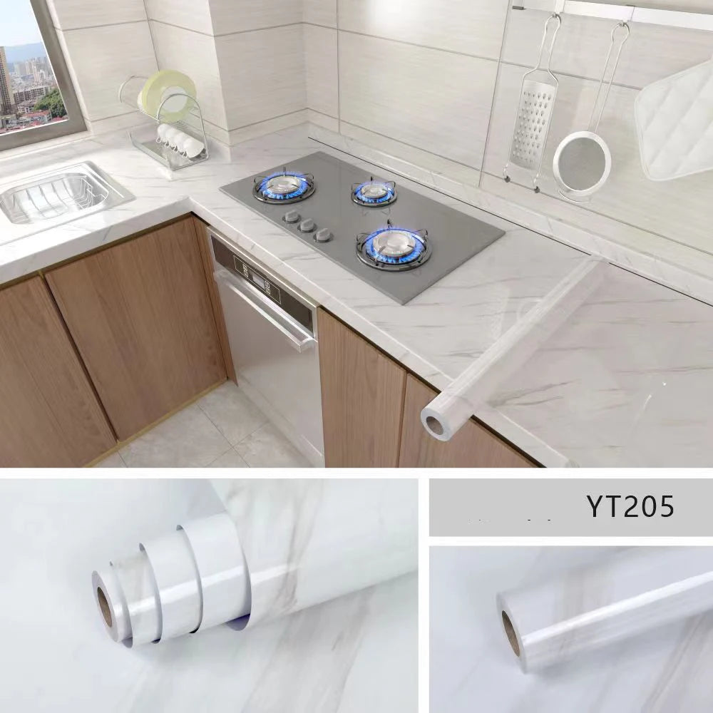 40cm Kitchen Waterproof and Oil Resistant PVC Self-Adhesive Marble Wall Sticker Easy to Clean Home Decoration Wall Sticker