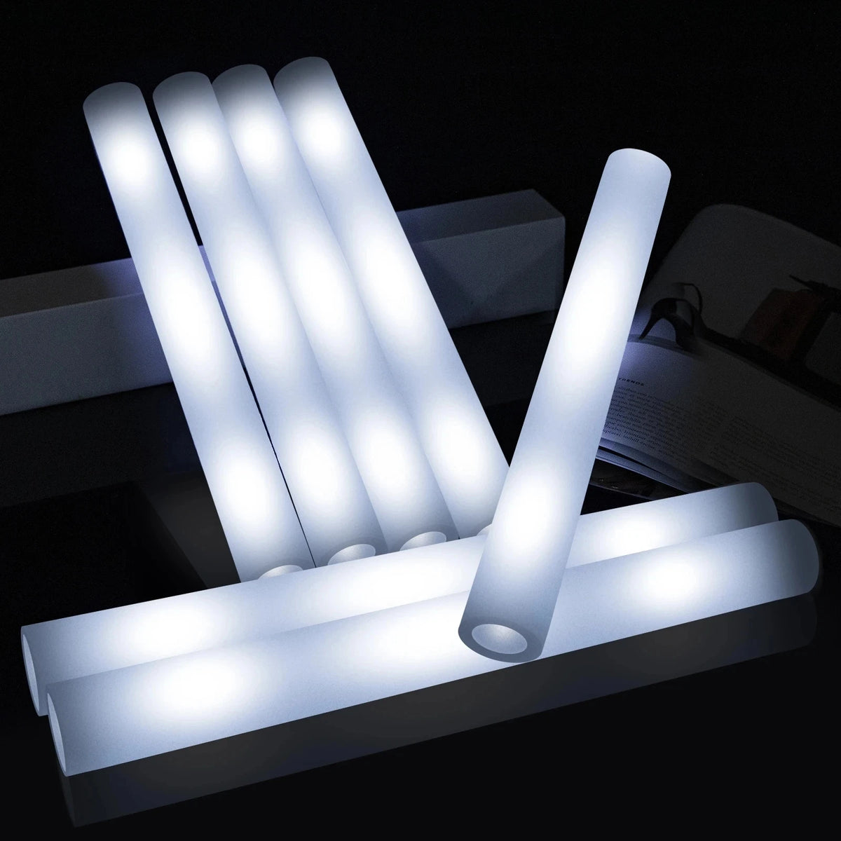10/20pcs White LED Foam Sticks Light Up Batons Foam Glow Sticks 48cm With 3 Modes Flashing Glow in the Dark Party Supplies