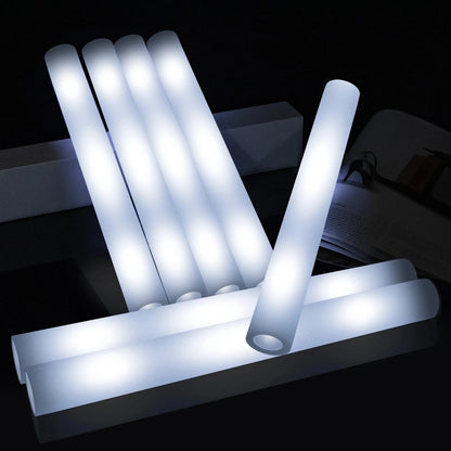10/20pcs White LED Foam Sticks Light Up Batons Foam Glow Sticks 48cm With 3 Modes Flashing Glow in the Dark Party Supplies