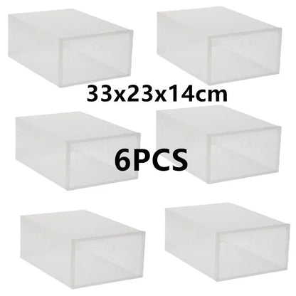 1/6PCS 33x23x14cm Plastic Shoes Case Drawer Case Thickened Transparent Shoebox Shoe Organizer Plastic Shoe Boxes Stackable Box
