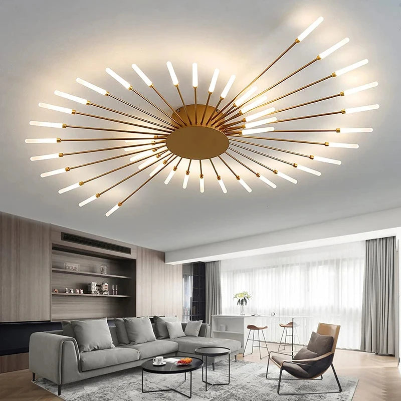 Multi-Head LED Ceiling Light | Black & Gold-Tone Surface Mount | Living Rooms, Dining Rooms & Bedrooms