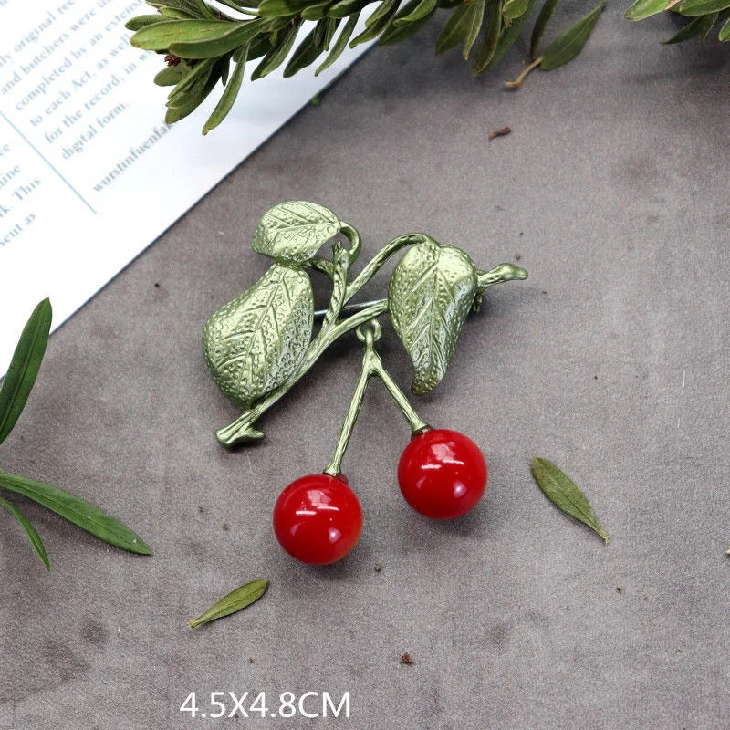 Creative Handmade Exquisite Green Plant Brooch Corsage Woman Retro Pearl Brooches Coat Accessories Jewelry
