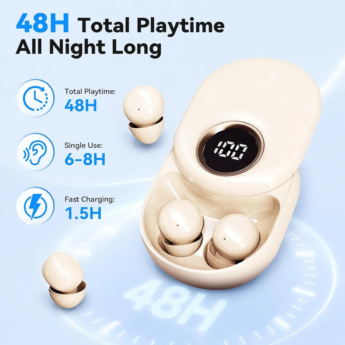 INSONIXN SK55 Mini Invisible Wireless Bluetooth Earbuds For Small Ears Sleep Music School Supply