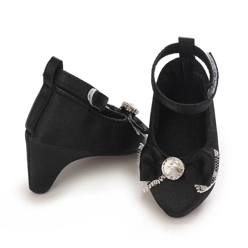 Newborn Infant Baby Fashion Girls High Heels Shoes 0-5Months Princess Bow Party Crib Shoes Photo Props Shoes