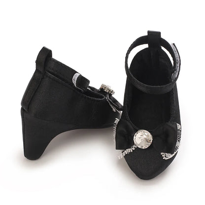 Newborn Infant Baby Fashion Girls High Heels Shoes 0-5Months Princess Bow Party Crib Shoes Photo Props Shoes