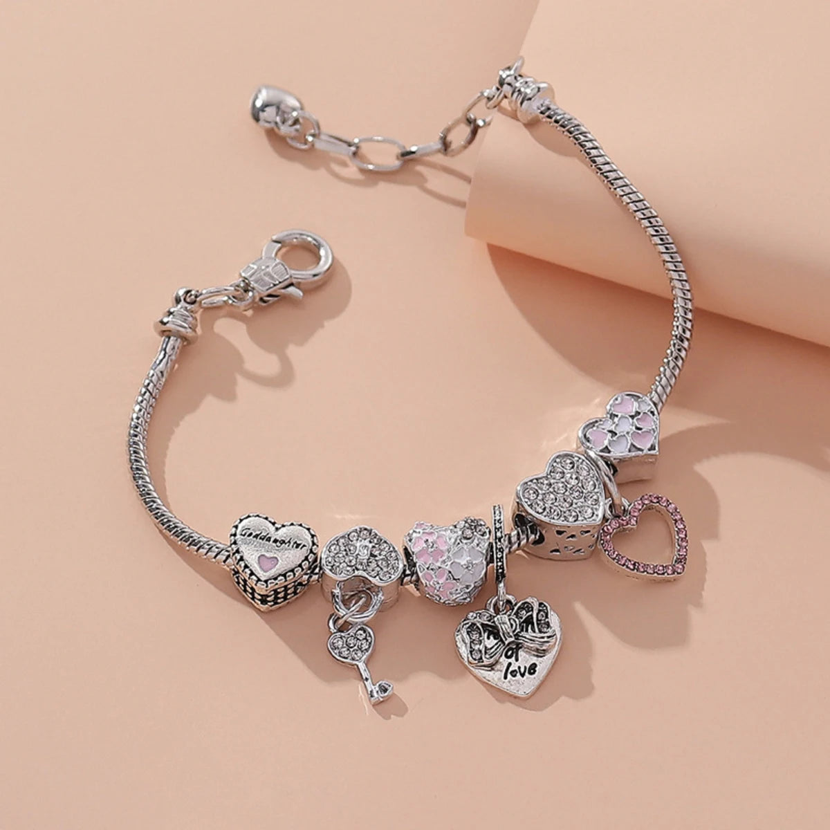 Bohemian Pink Cherry Blossom Love Bracelet Pendant Bead Design Summer Beach Music Festival Leisure Party