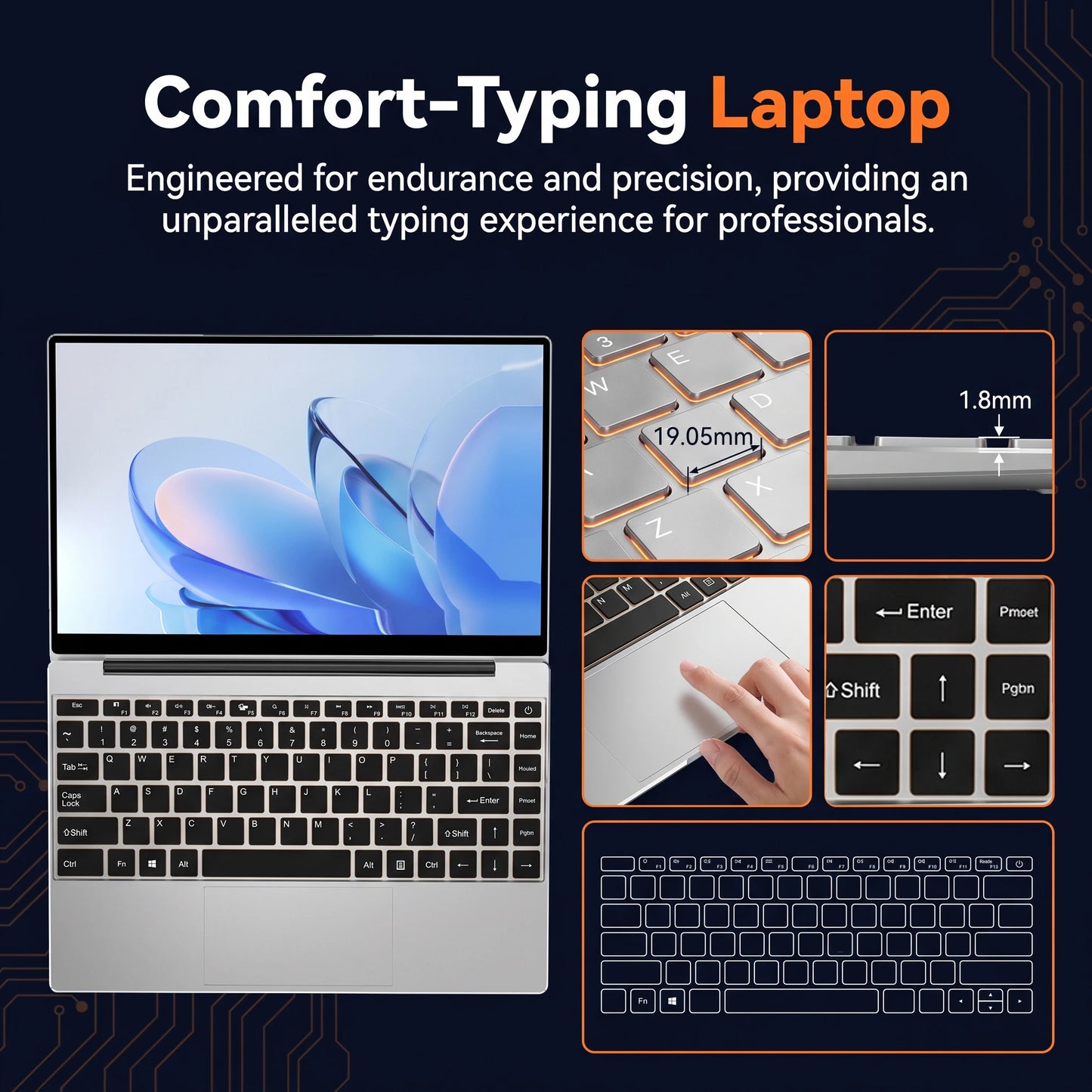 Ultra Slim 14.1" Laptop Intel 4405U Windows 11 Pro 16GB 1TB/2TB Notebook Gamer 1920*1080 Display Office Study Computer PC