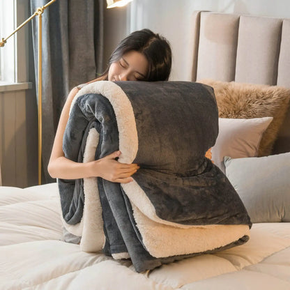Sherpa Blanket Twin Warm Bed Blanket for Winter Cozy Soft Fuzzy Couch Throw Flannel Fleece/Wool Like Reversible Plush Blanket