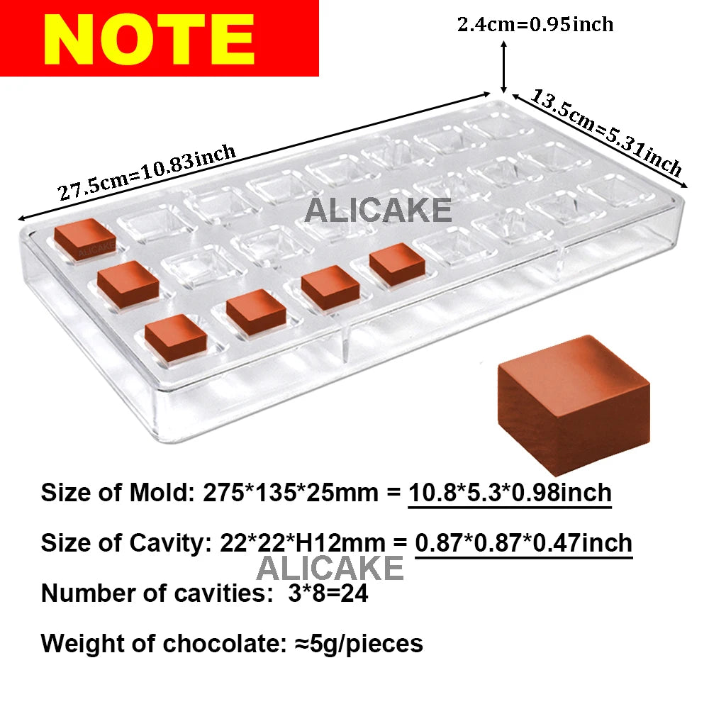 Polycarbonate Chocolate Mould Professional Molds for Candy Bonbons Bar Acrylic Mold Confectionery Baking Pastry Bakery Utensils
