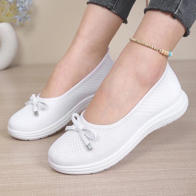 Women's Bow Slip-On Flats | Round-Toe EVA-Insole Shoes | Everyday Casual Wear
