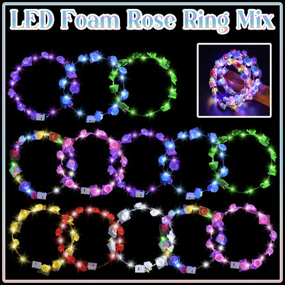 10-100Pcs LED Flower Headbands Light up Flower Headband Glow in the Dark Headband Wedding Party Music Festival Favors for Guest