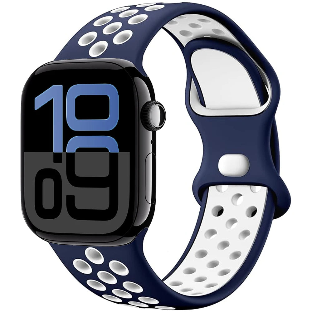 Silicone Strap For Apple Watch 11 10 9 8 7 46mm 45mm 42mm 41mm Ultra 3/2 49mm Breathable Bracelet Wristband iWatch 6 5 4 SE 44mm