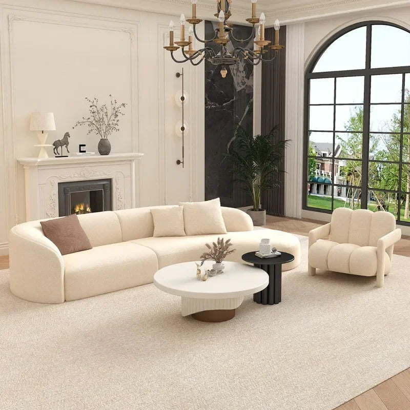 for Nordic Fabric Sofa Living Room Home Light Luxury Curved Large Sofa White Beauty Salon Hotel Lounge Sofa Chair