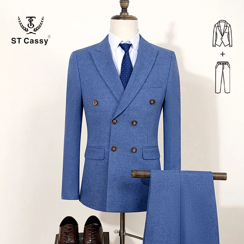 ST Cassy High Quality Elegant Man Suit 2 Piece Set Party Outfit Modern Wedding Dinner Suit for Men Stylish Business Office Suit