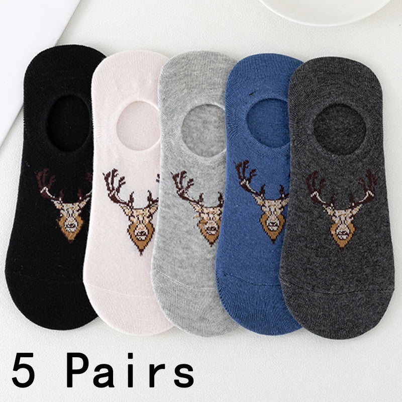5pairs Men's Fashion Sports Socks, Striped Cotton Sweat Absorption Breathable Comfortable Ankle Socks