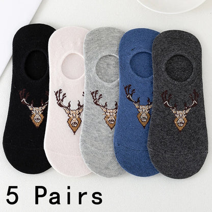 5pairs Men's Fashion Sports Socks, Striped Cotton Sweat Absorption Breathable Comfortable Ankle Socks