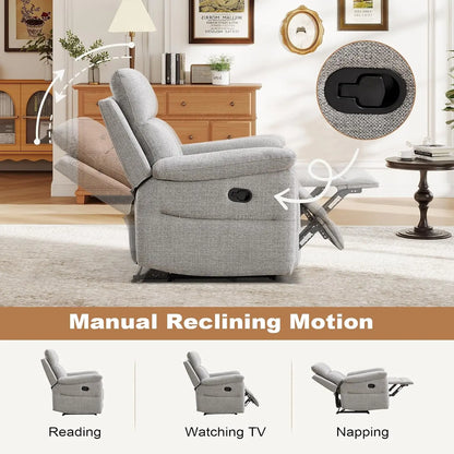 Manual Reclining Loveseat, 2-Seat Recliner Sofa with Padded Arms and Supportive Backrest, Comfortable Fabric Reclining, Custom