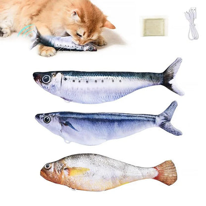 Petgravity 3PCS Electric Fish Pet Cat Toys Catnip Simulation Fish Swing Kitten Dance Fish Toy Funny Cats Playing Supplies USB Charging