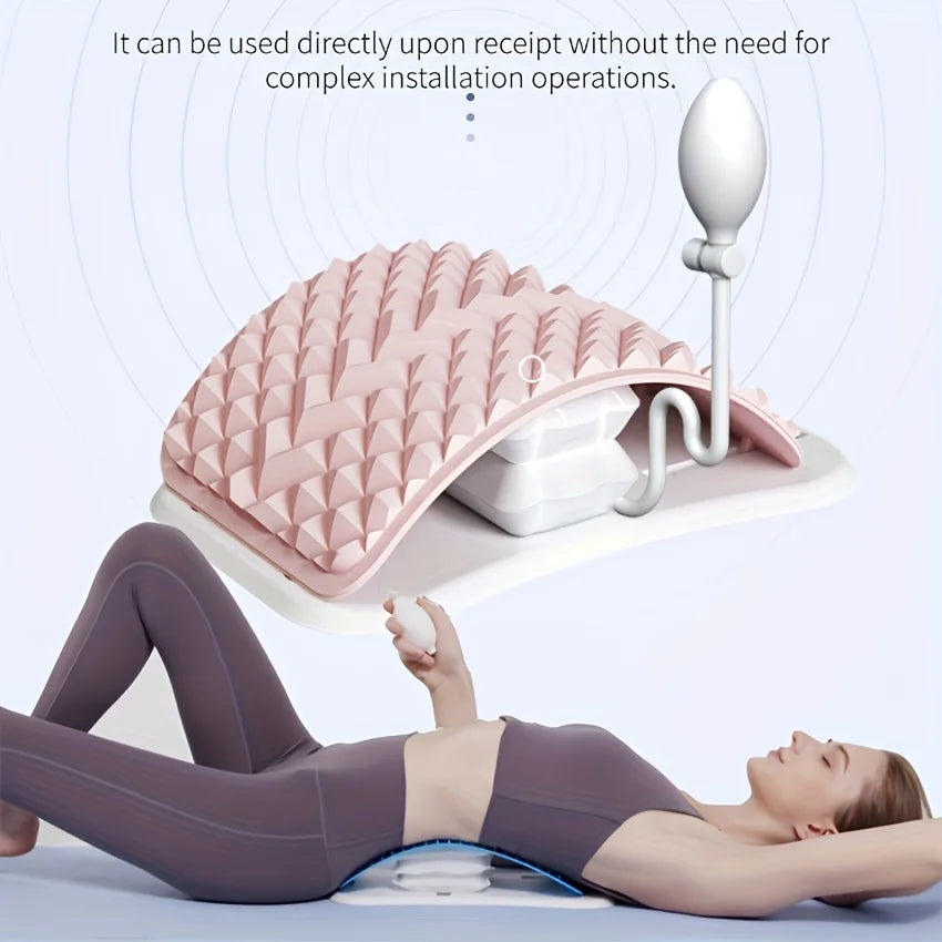 Portable Inflatable Lumbar Stretcher Airbag Top Back Stretching Soothing Support Easy Setup for Back Pain Relief