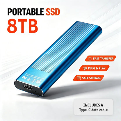 Mini Portable SSD 12TB High‑speed Authentic High‑performance for Desktop PC Mac Surveillance Monitoring Video File Data Storage